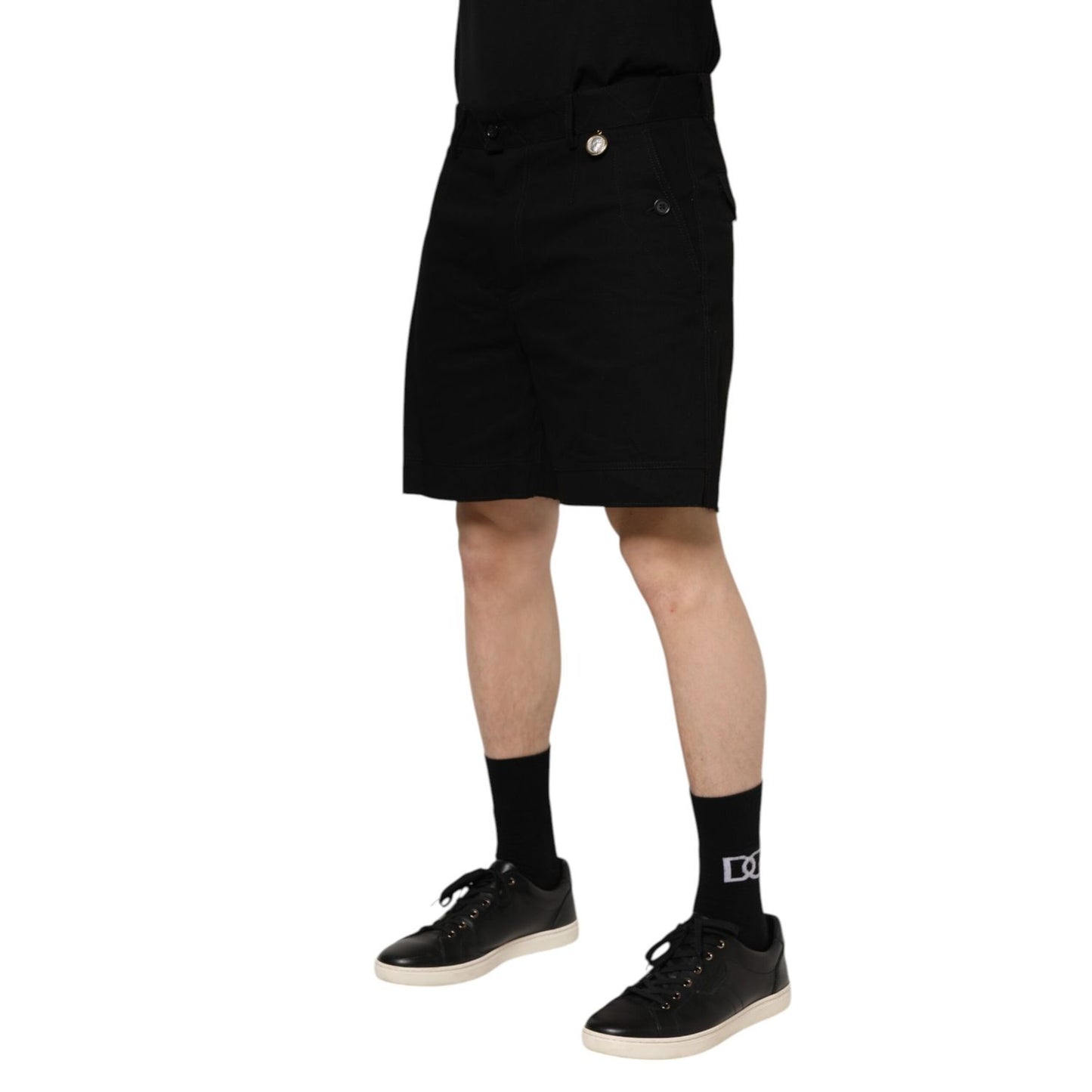 Dolce & Gabbana Black Cotton Knee Length Men Bermuda Shorts Dolce & Gabbana