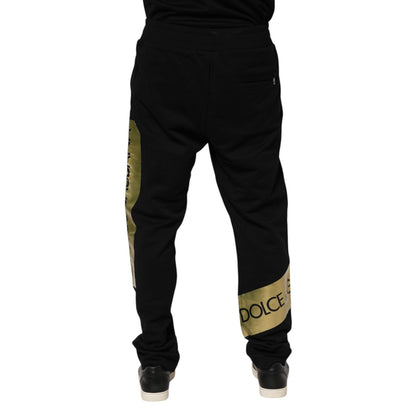 Dolce & Gabbana Black Cotton Logo Tape Men Jogger Pants Dolce & Gabbana