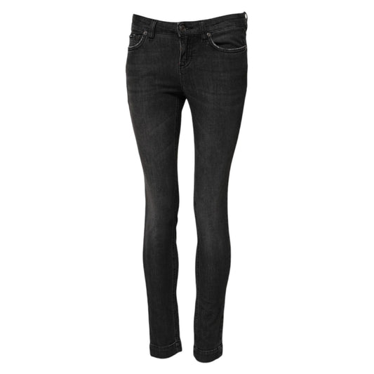 Dolce & Gabbana Black Cotton Low Waist Skinny Denim Jeans Dolce & Gabbana
