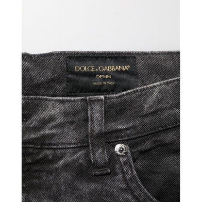 Dolce & Gabbana Black Cotton Mid Waist Denim Men Bermuda Short