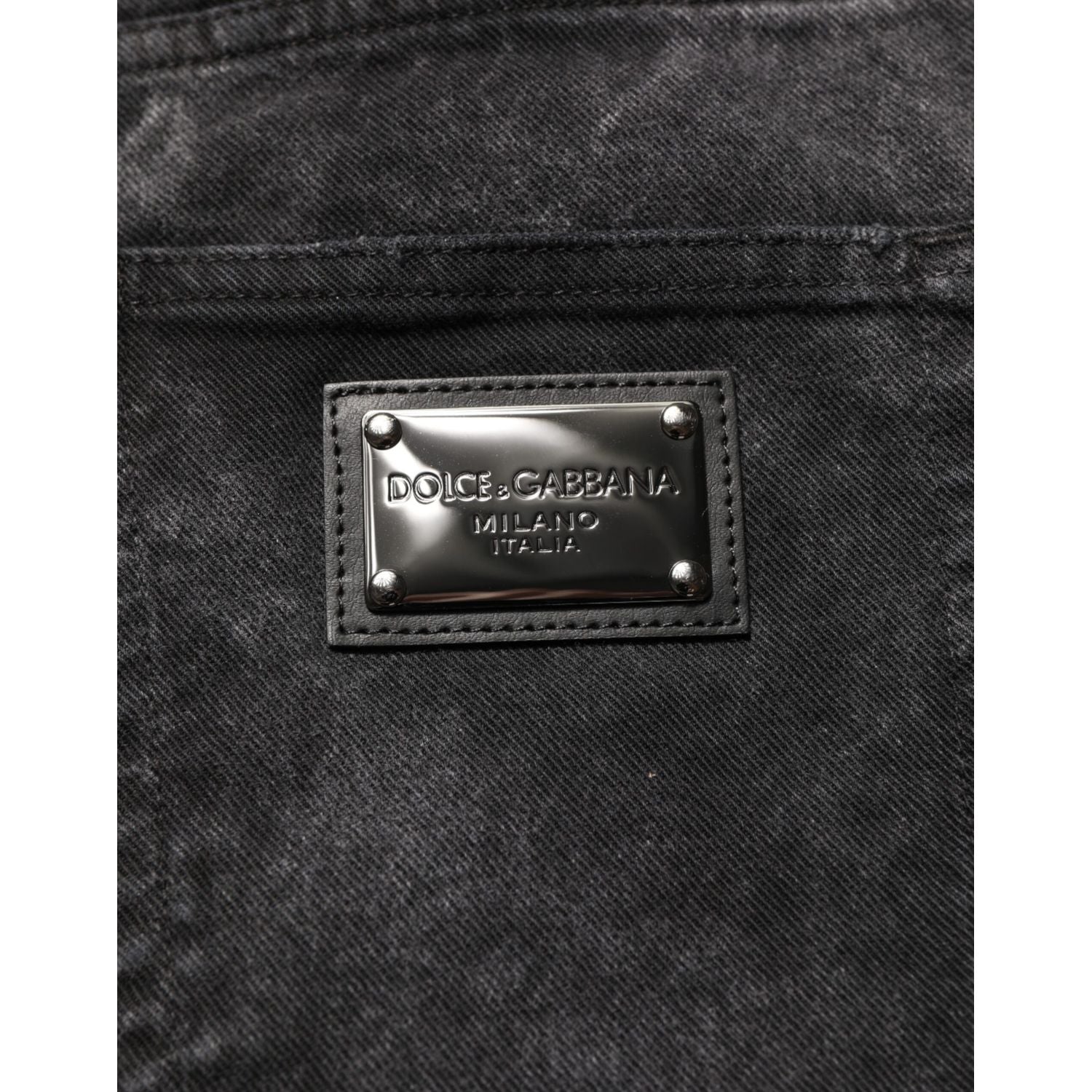 Dolce & Gabbana Black Cotton Mid Waist Denim Men Bermuda Short