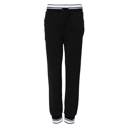 Dolce & Gabbana Black Cotton Mid Waist Jogger Pants Dolce & Gabbana