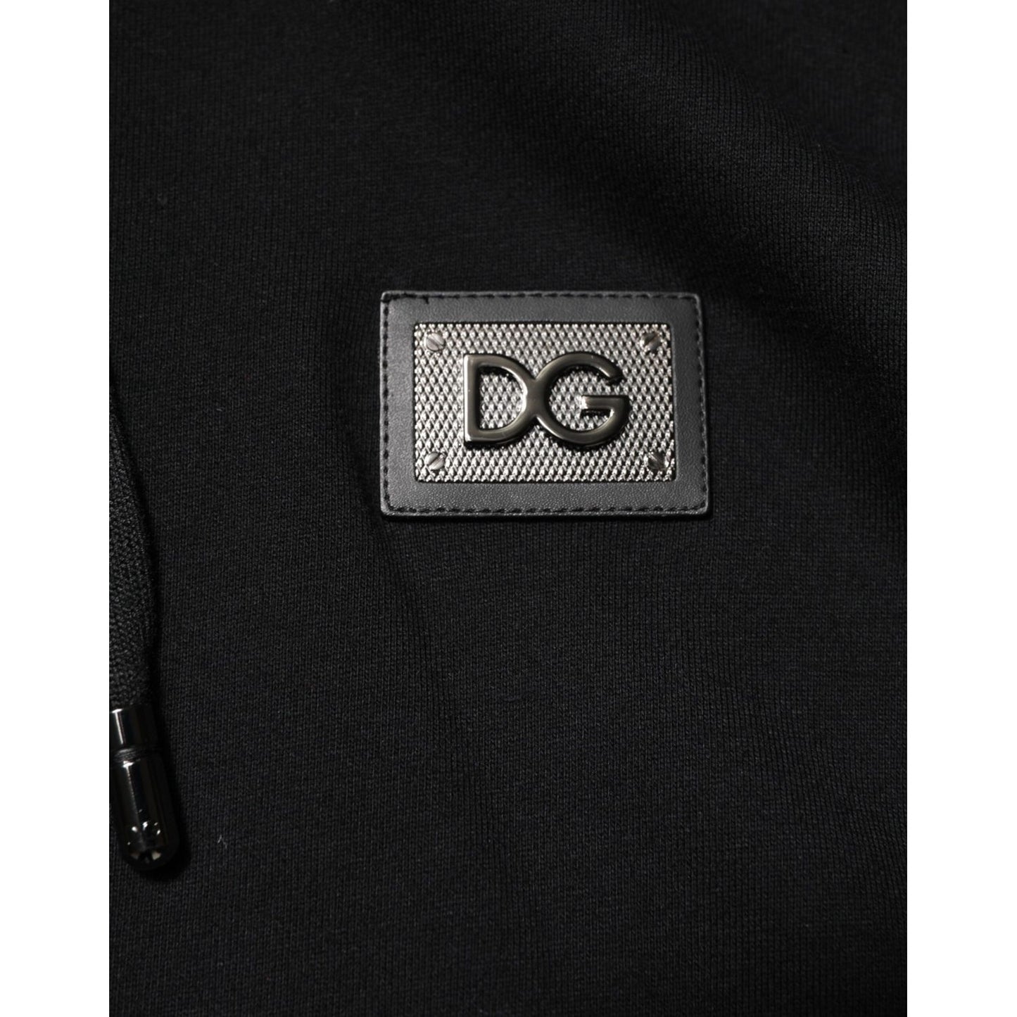 Dolce & Gabbana Black Cotton Plaque Track Cardigan Sweater Dolce & Gabbana
