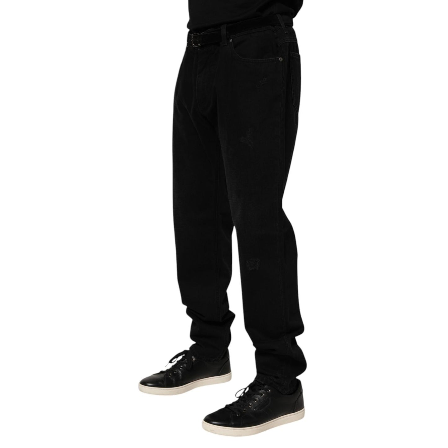 Dolce & Gabbana Black Cotton Regular Denim Men Trouser Jeans