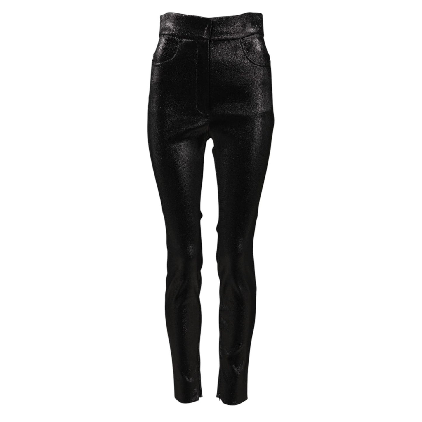 Dolce & Gabbana Black Cotton Stretch Lurex Thread Skinny Pants Dolce & Gabbana