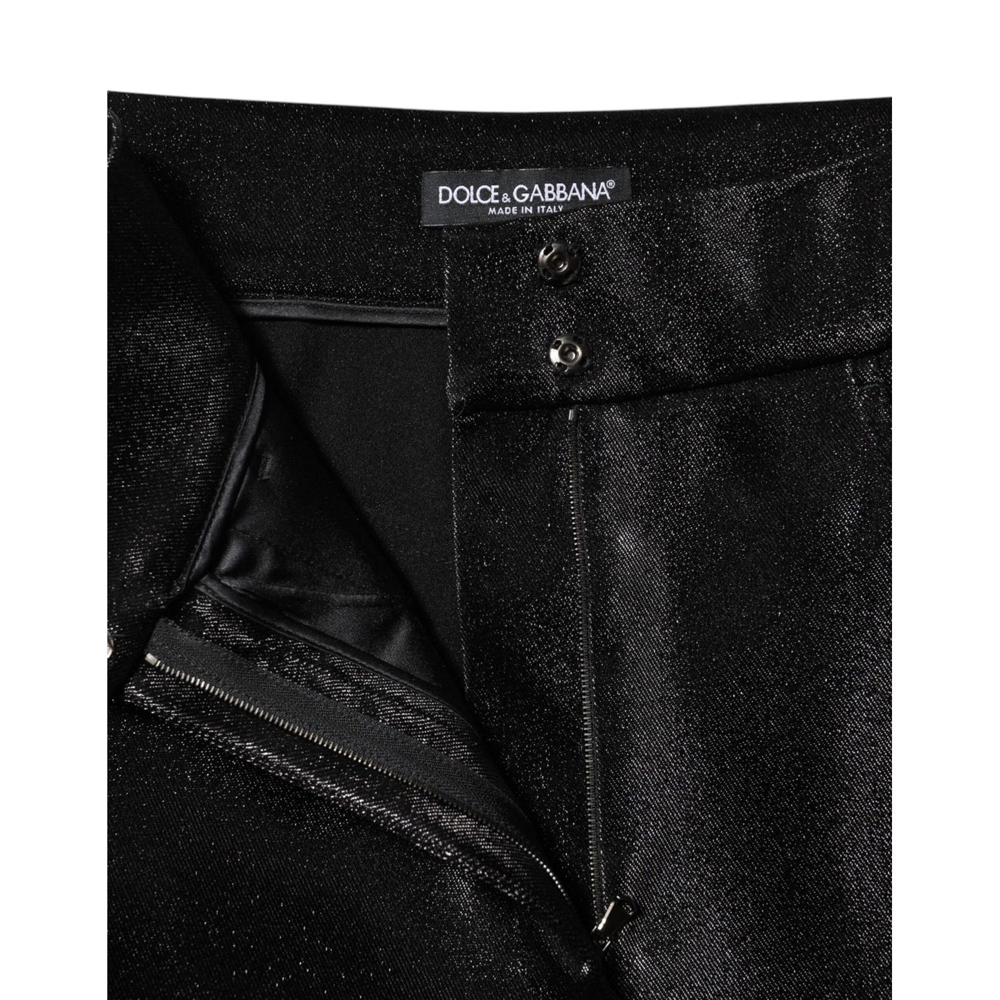 Dolce & Gabbana Black Cotton Stretch Lurex Thread Skinny Pants Dolce & Gabbana
