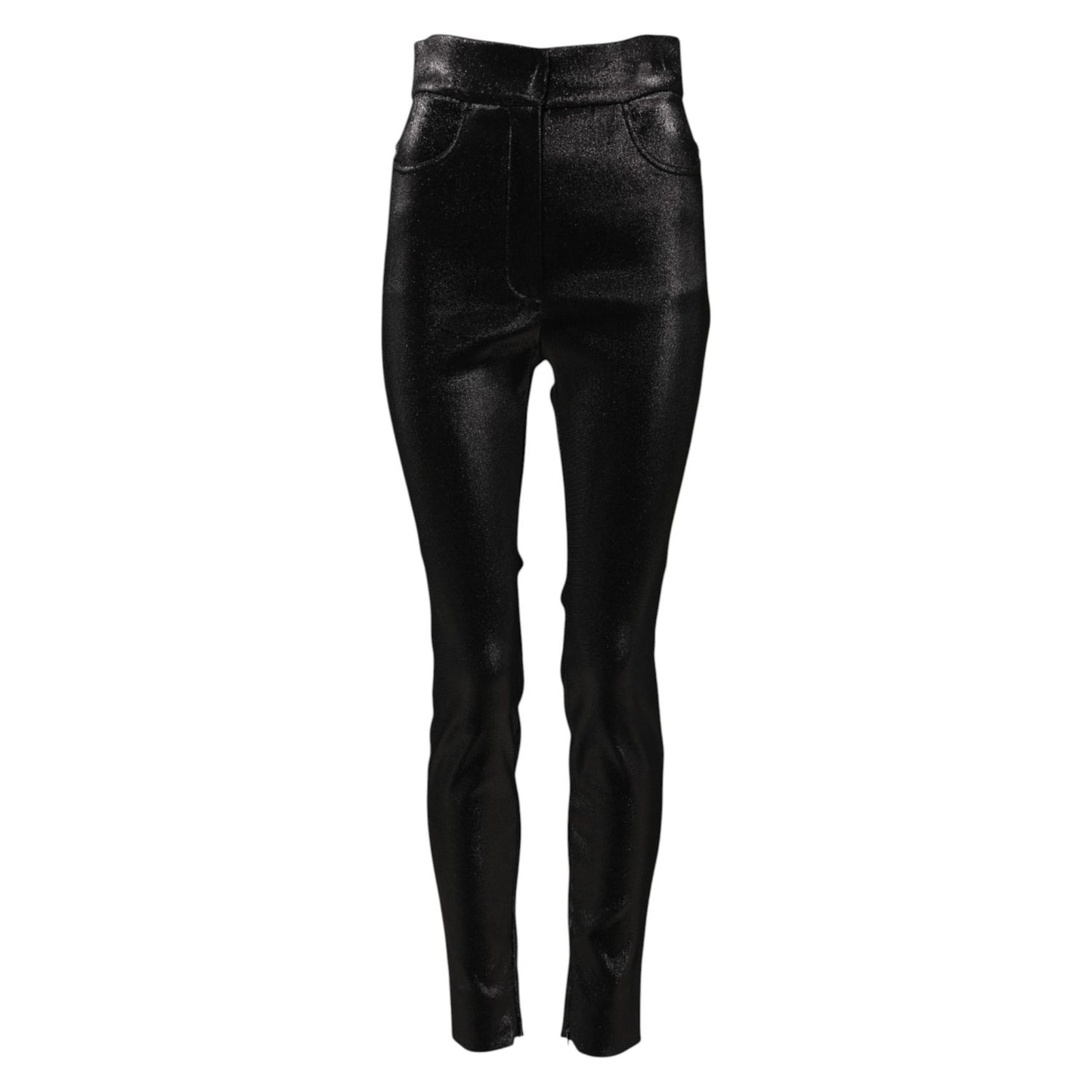 Dolce & Gabbana Black Cotton Stretch Lurex Thread Skinny Pants Dolce & Gabbana
