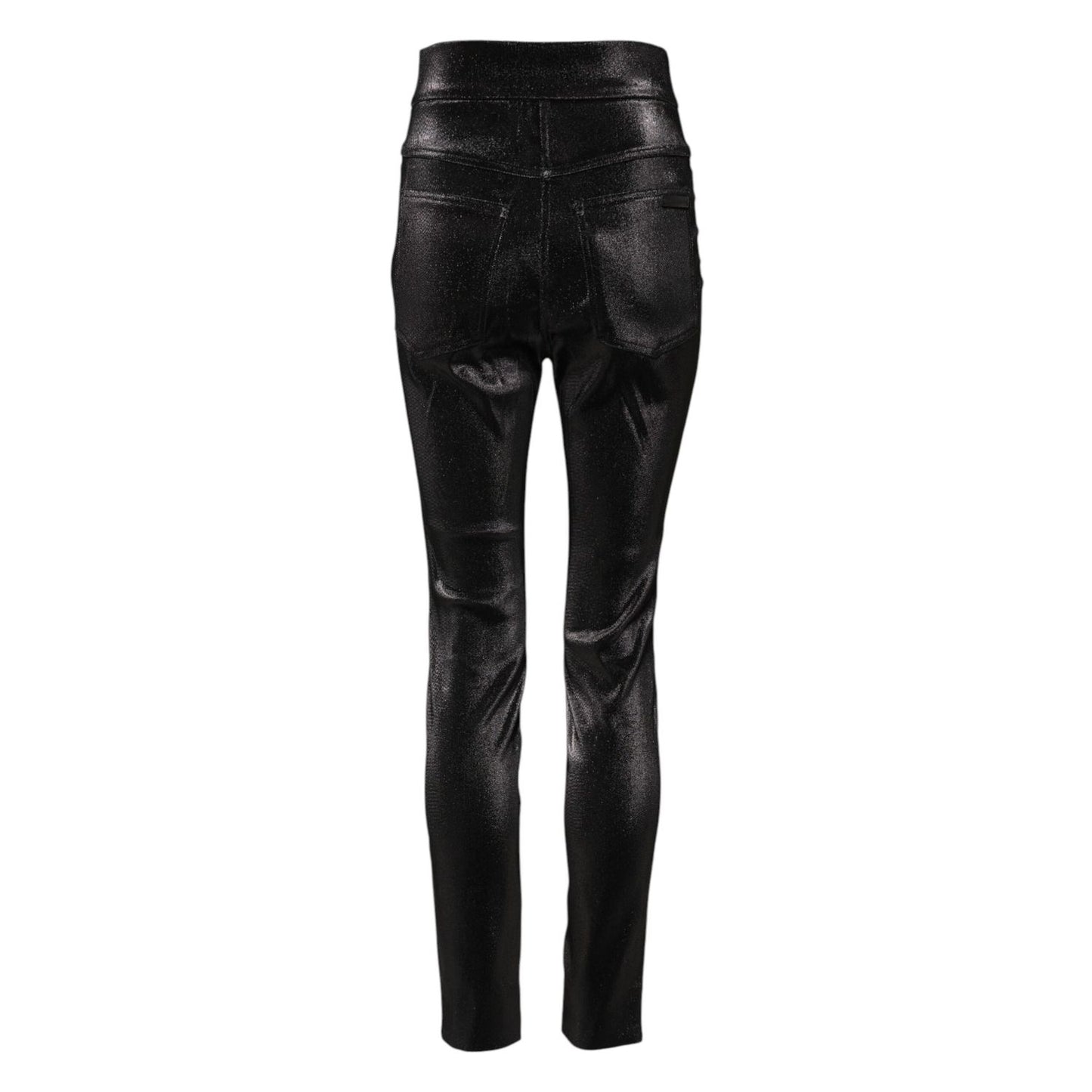Dolce & Gabbana Black Cotton Stretch Silver Lurex Thread Pants Dolce & Gabbana
