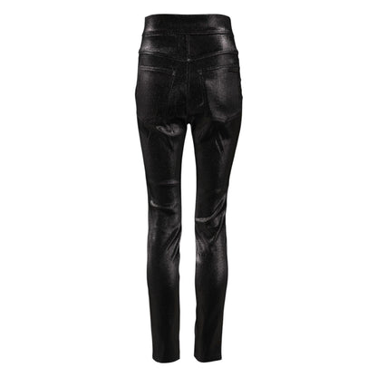Dolce & Gabbana Black Cotton Stretch Silver Lurex Thread Pants Dolce & Gabbana