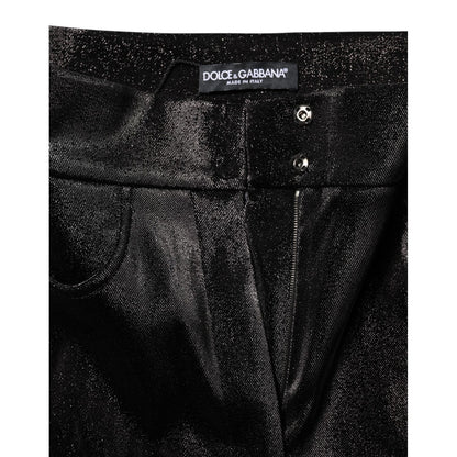 Dolce & Gabbana Black Cotton Stretch Silver Lurex Thread Pants Dolce & Gabbana