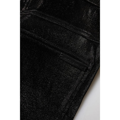 Dolce & Gabbana Black Cotton Stretch Silver Lurex Thread Pants Dolce & Gabbana