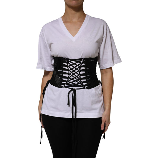 Dolce & Gabbana Black Cotton Waist LaceUp Strap Corset Belt Dolce & Gabbana