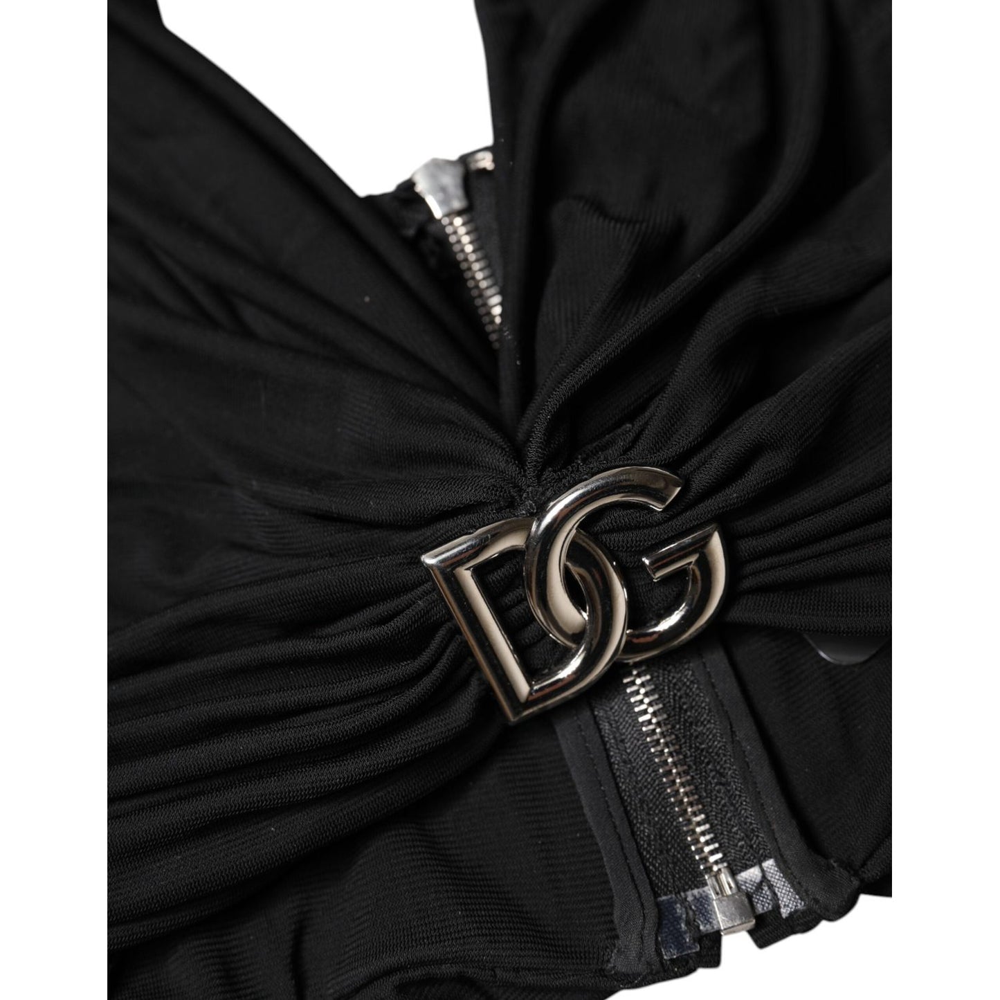 Dolce & Gabbana Black Cropped Viscose Halter Bustier Top Dolce & Gabbana