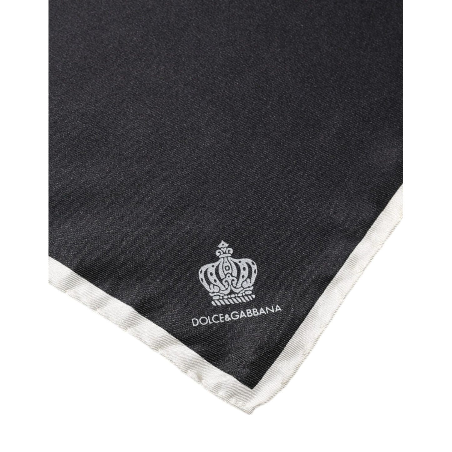 Dolce & Gabbana Black Crown Logo Square Handkerchief Scarf Dolce & Gabbana