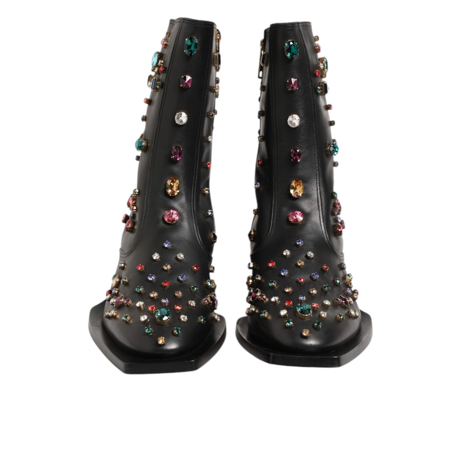 Dolce & Gabbana Black Crystal Embellished Men Short Boots Shoes