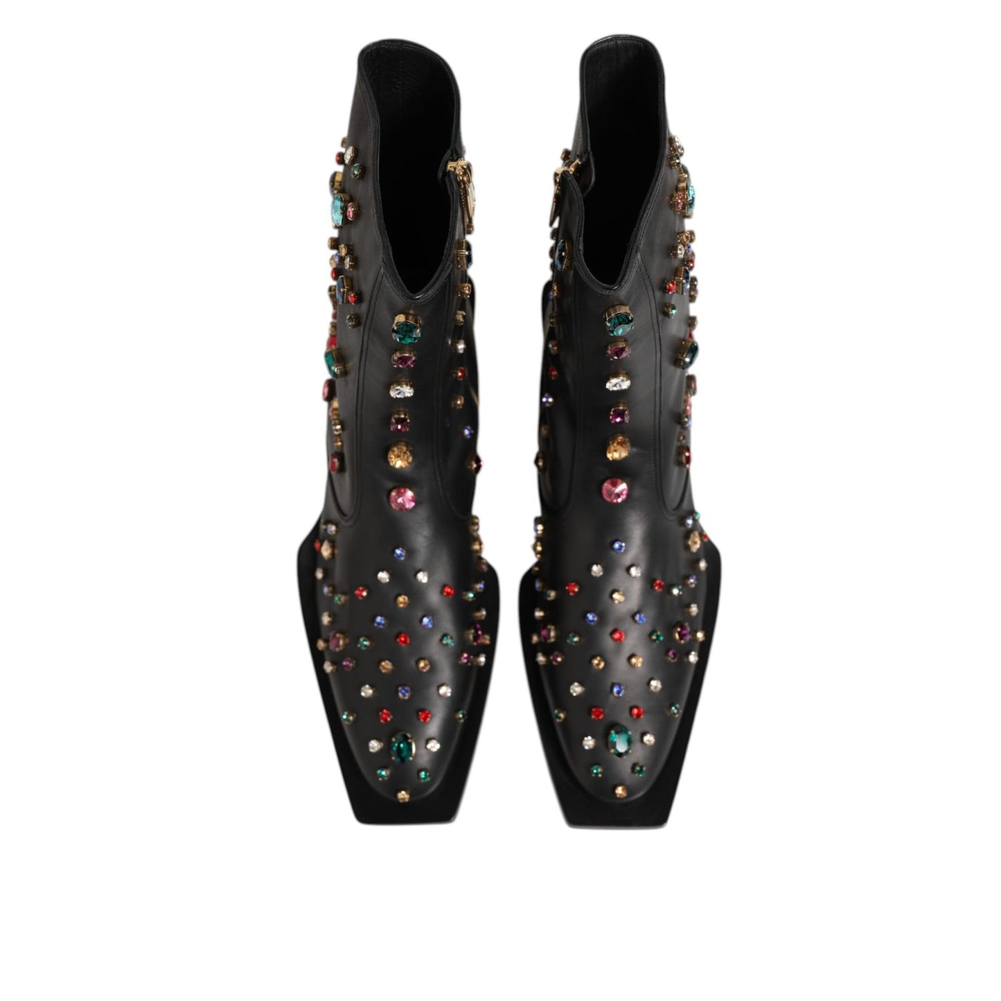 Dolce & Gabbana Black Crystal Embellished Men Short Boots Shoes