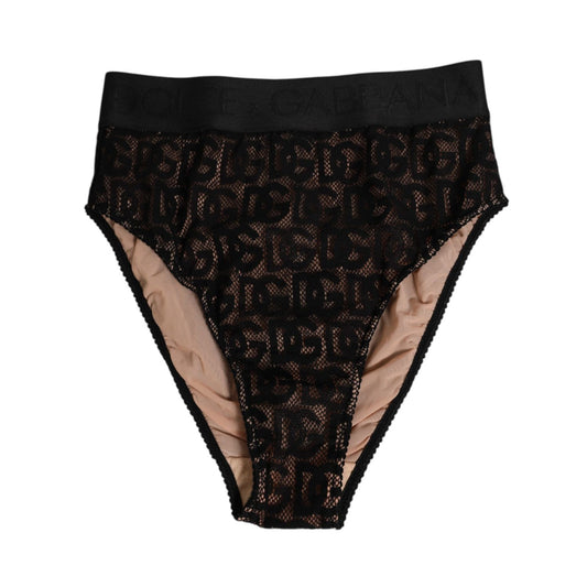 Dolce & Gabbana Black DG Logo Lace High Brief Panty Underwear Dolce & Gabbana