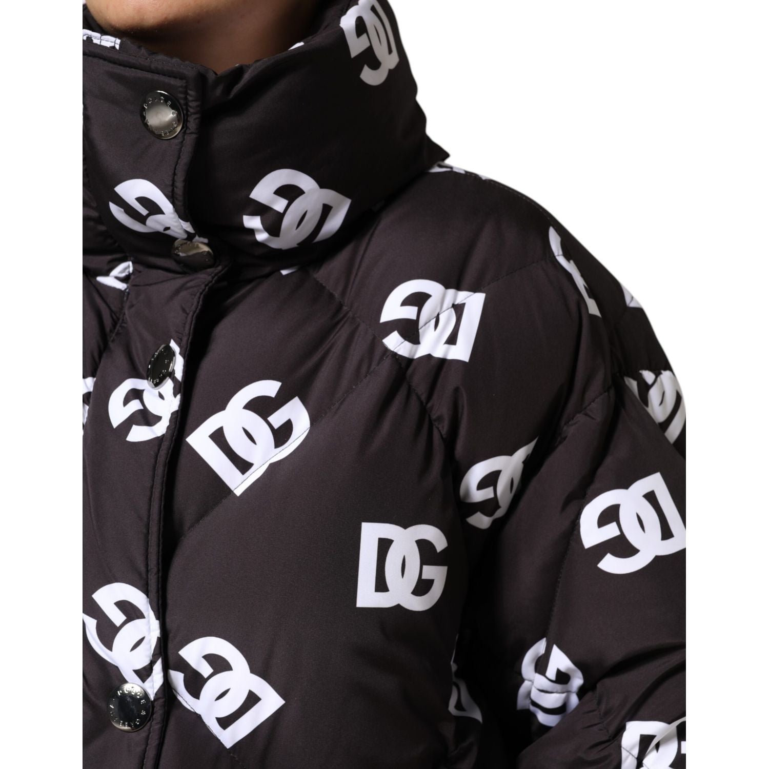 Dolce & Gabbana Black DG Mania Puffer Quilted Long Coat Jacket