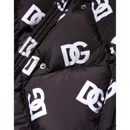 Dolce & Gabbana Black DG Mania Puffer Quilted Long Coat Jacket