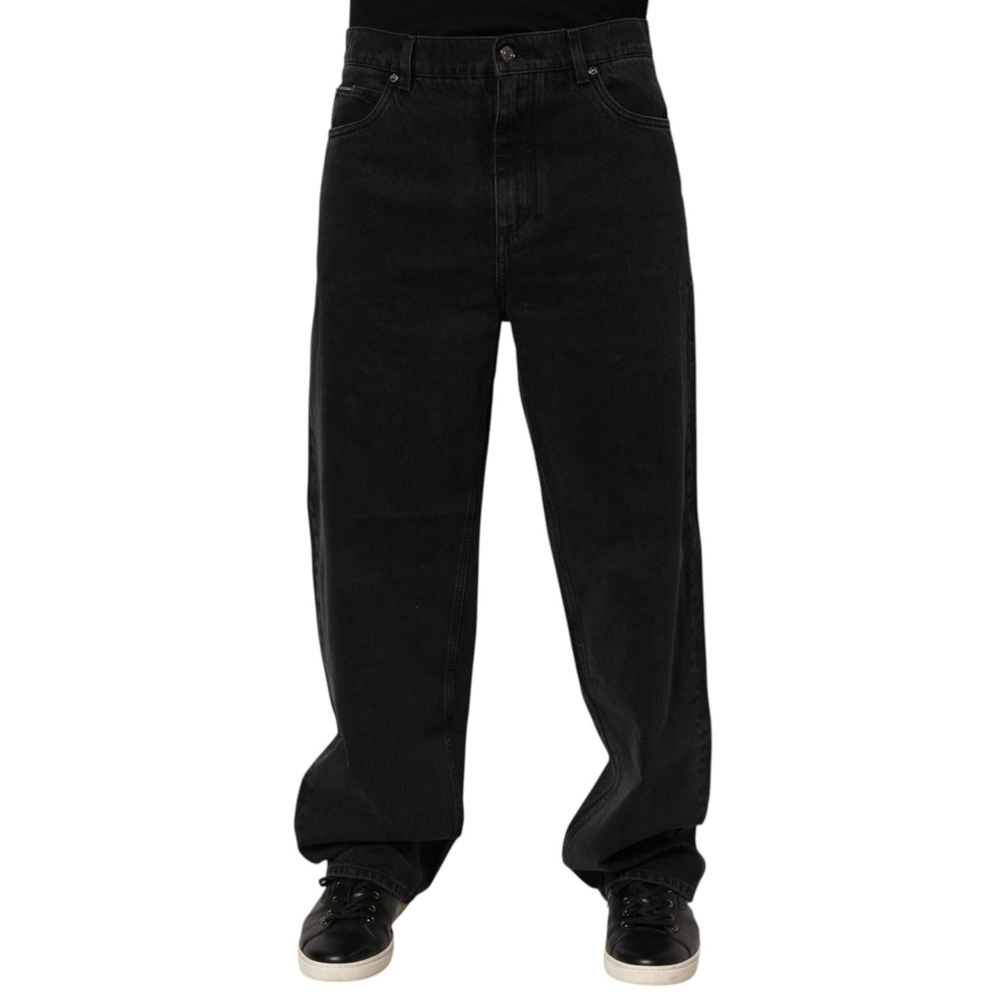 Dolce & Gabbana Black Denim Wide Leg Relaxed Fit Pants Jeans Dolce & Gabbana