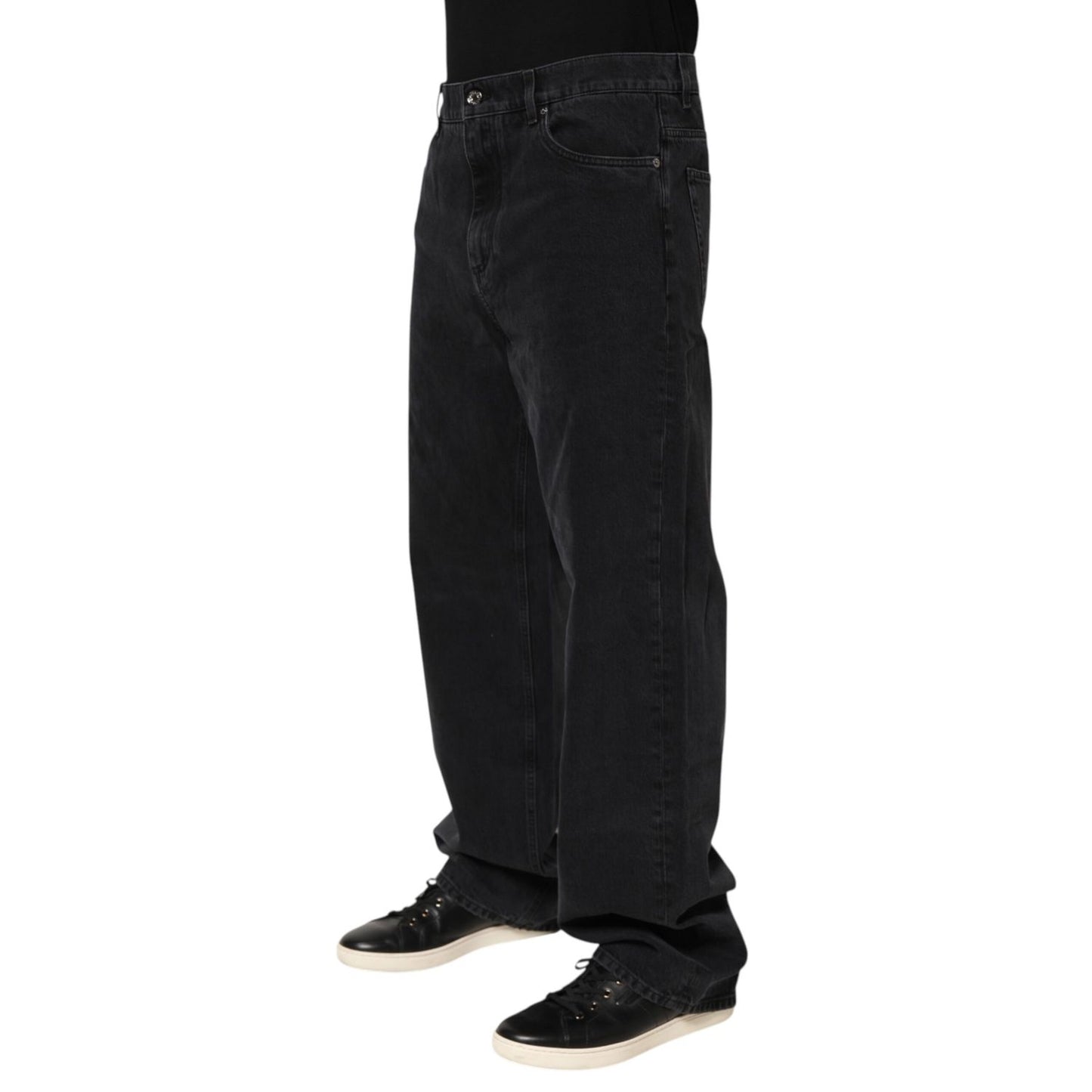 Dolce & Gabbana Black Denim Wide Leg Relaxed Fit Pants Jeans Dolce & Gabbana