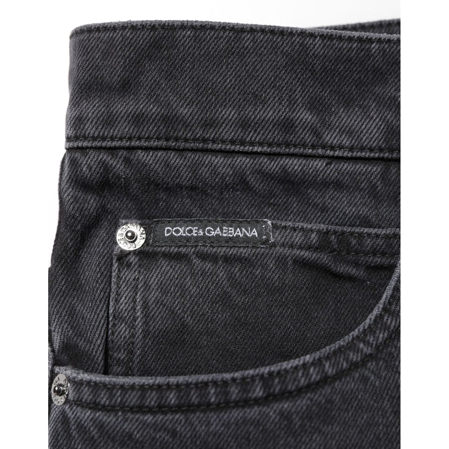 Dolce & Gabbana Black Denim Wide Leg Relaxed Fit Pants Jeans Dolce & Gabbana