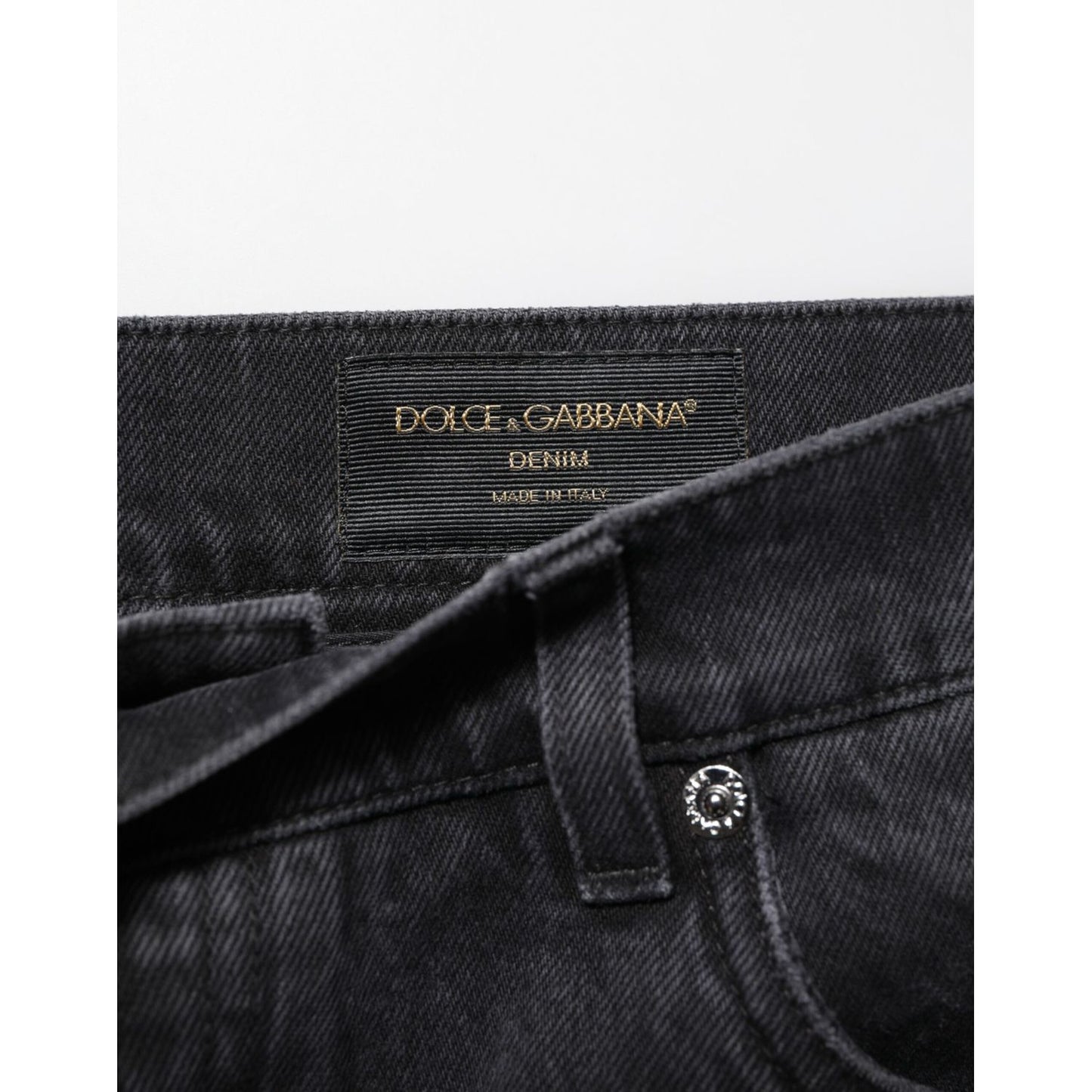 Dolce & Gabbana Black Denim Wide Leg Relaxed Fit Pants Jeans Dolce & Gabbana