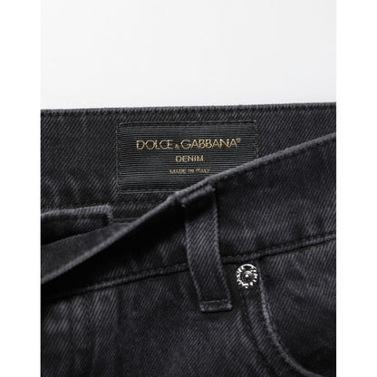 Dolce & Gabbana Black Denim Wide Leg Relaxed Fit Pants Jeans Dolce & Gabbana