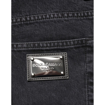 Dolce & Gabbana Black Denim Wide Leg Relaxed Fit Pants Jeans Dolce & Gabbana
