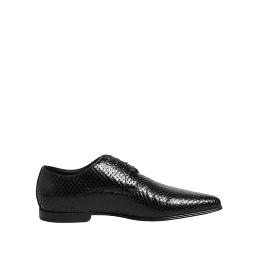Dolce & Gabbana Black Exotic Leather Lace Up Derby Shoes