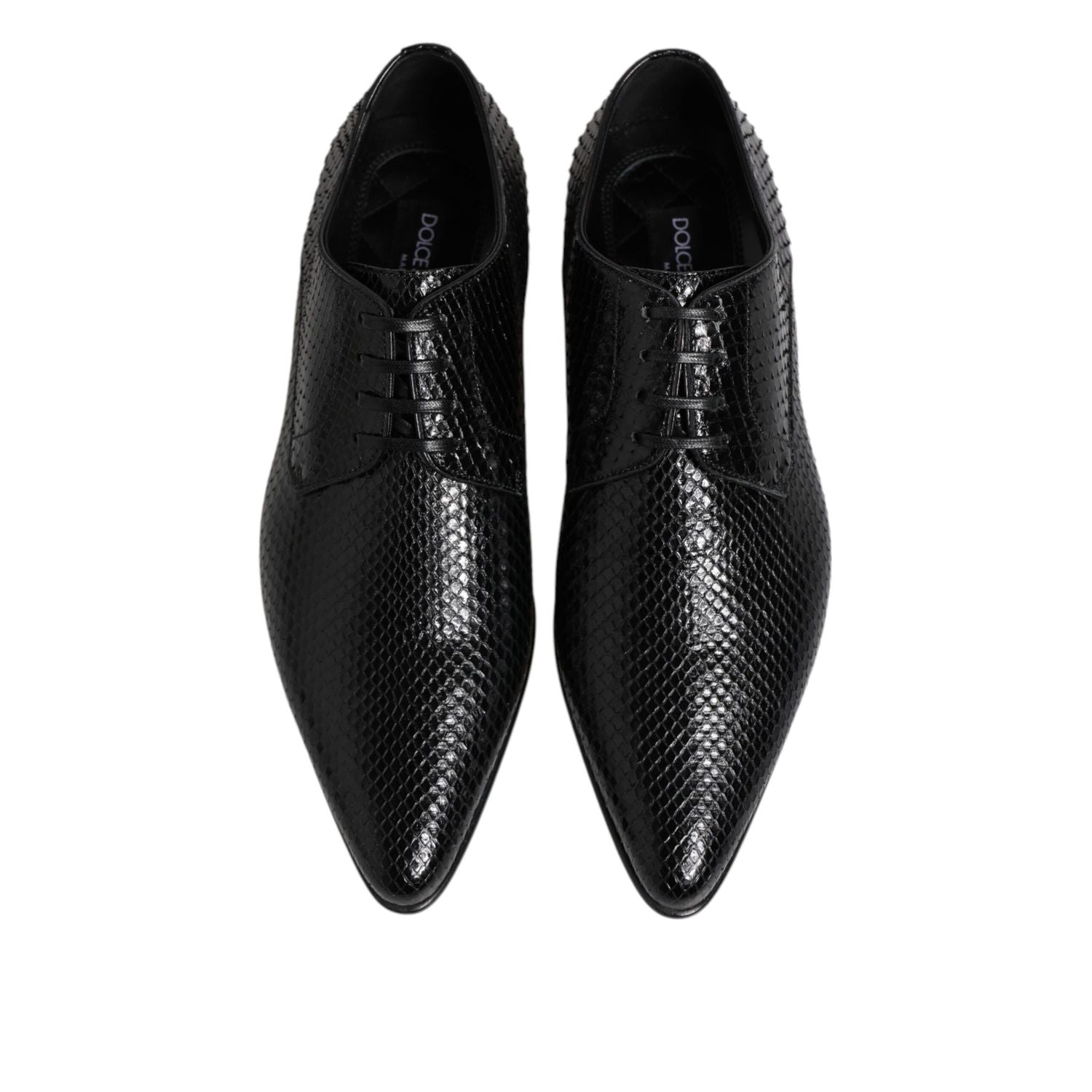Dolce & Gabbana Black Exotic Leather Lace Up Derby Shoes