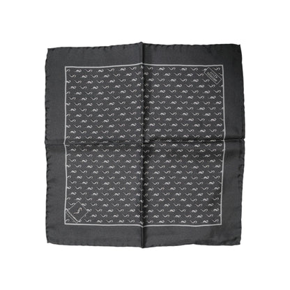 Dolce & Gabbana Black Fish Print Silk Square Men Foulard Scarf Dolce & Gabbana