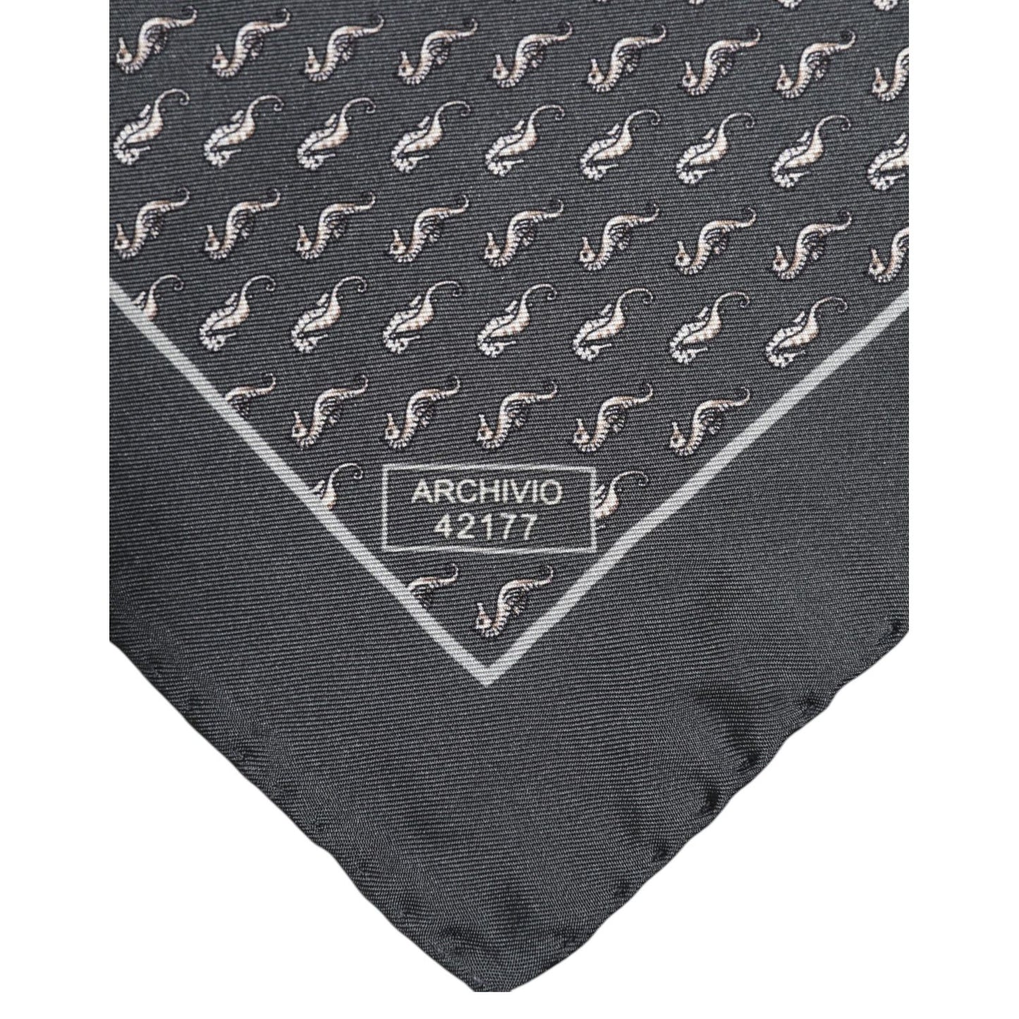 Dolce & Gabbana Black Fish Print Silk Square Men Foulard Scarf Dolce & Gabbana