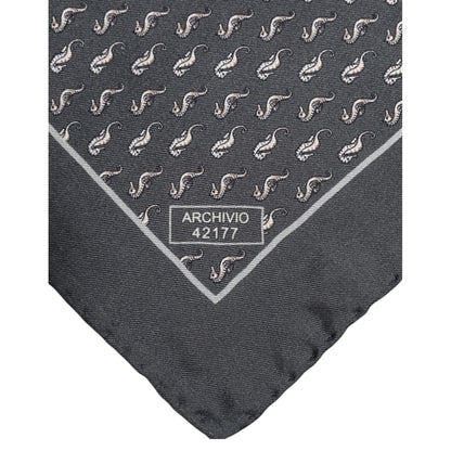 Dolce & Gabbana Black Fish Print Silk Square Men Foulard Scarf Dolce & Gabbana