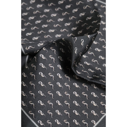Dolce & Gabbana Black Fish Print Silk Square Men Foulard Scarf Dolce & Gabbana