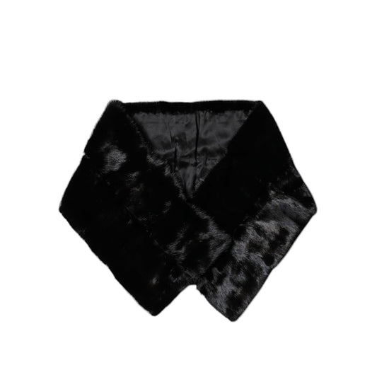 Dolce & Gabbana Black Fur Shawl Neck Wrap Cover Collar Scarf Dolce & Gabbana