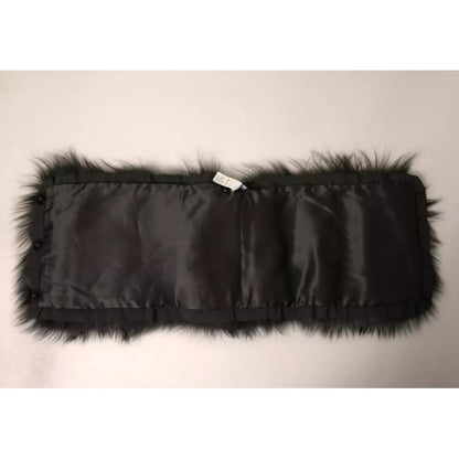 Dolce & Gabbana Black Fur Shoulder Collar Wrap Shawl Scarf Dolce & Gabbana