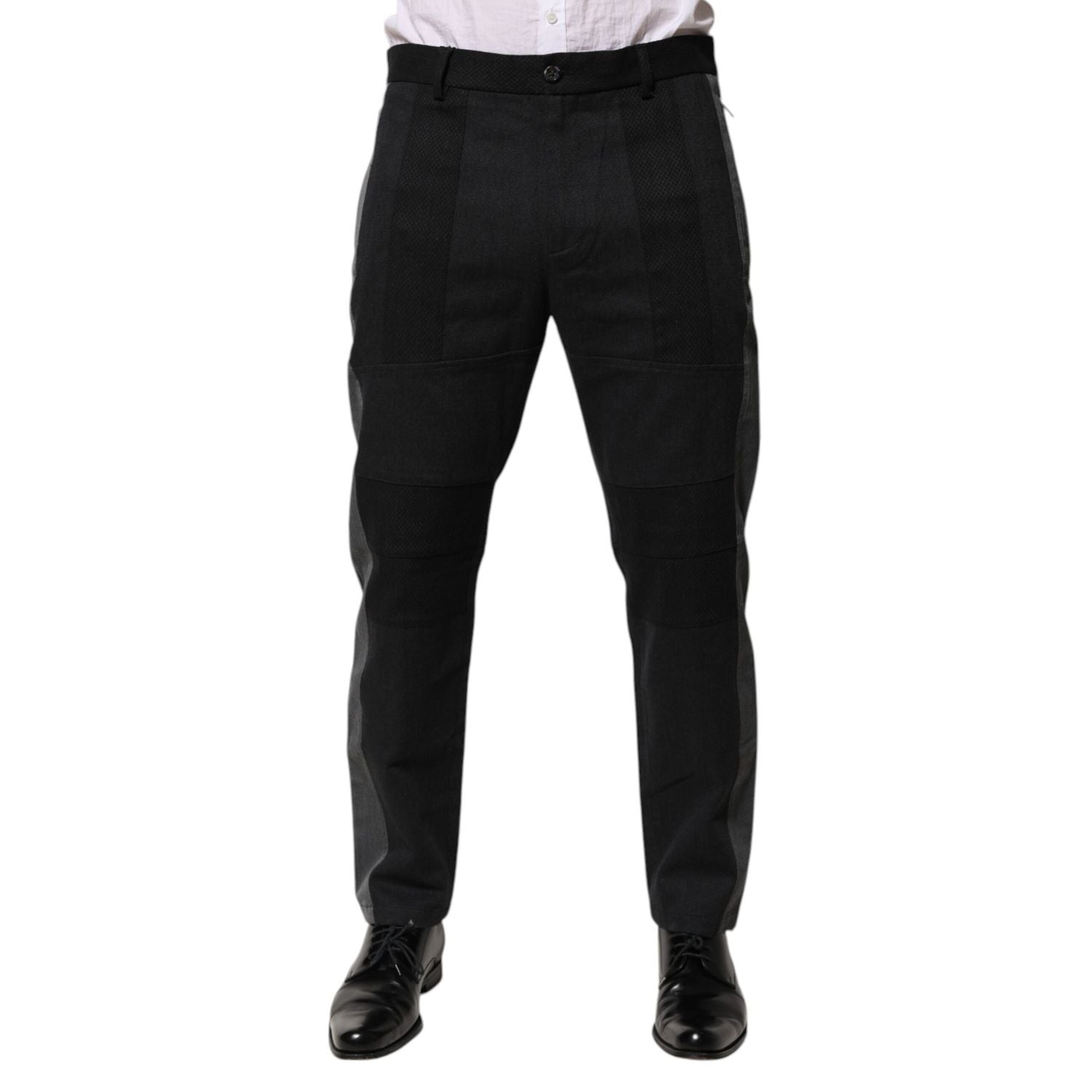 Dolce & Gabbana Black Gray Cotton Dress Formal Trouser Pants
