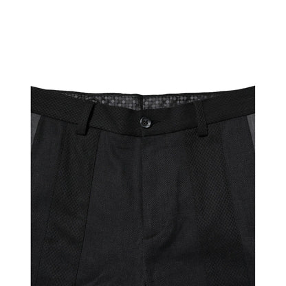 Dolce & Gabbana Black Gray Cotton Tapered Men Pants Dolce & Gabbana