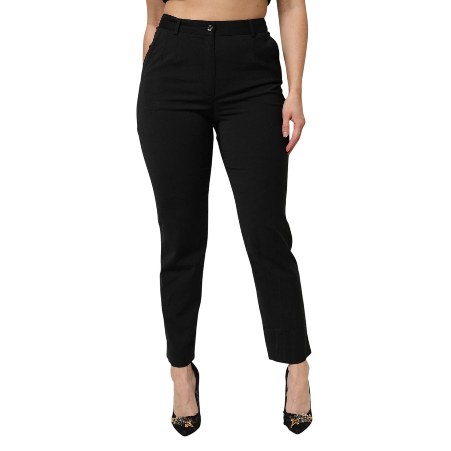 Dolce & Gabbana Black High Waisted Tapered STAFF Pants Dolce & Gabbana