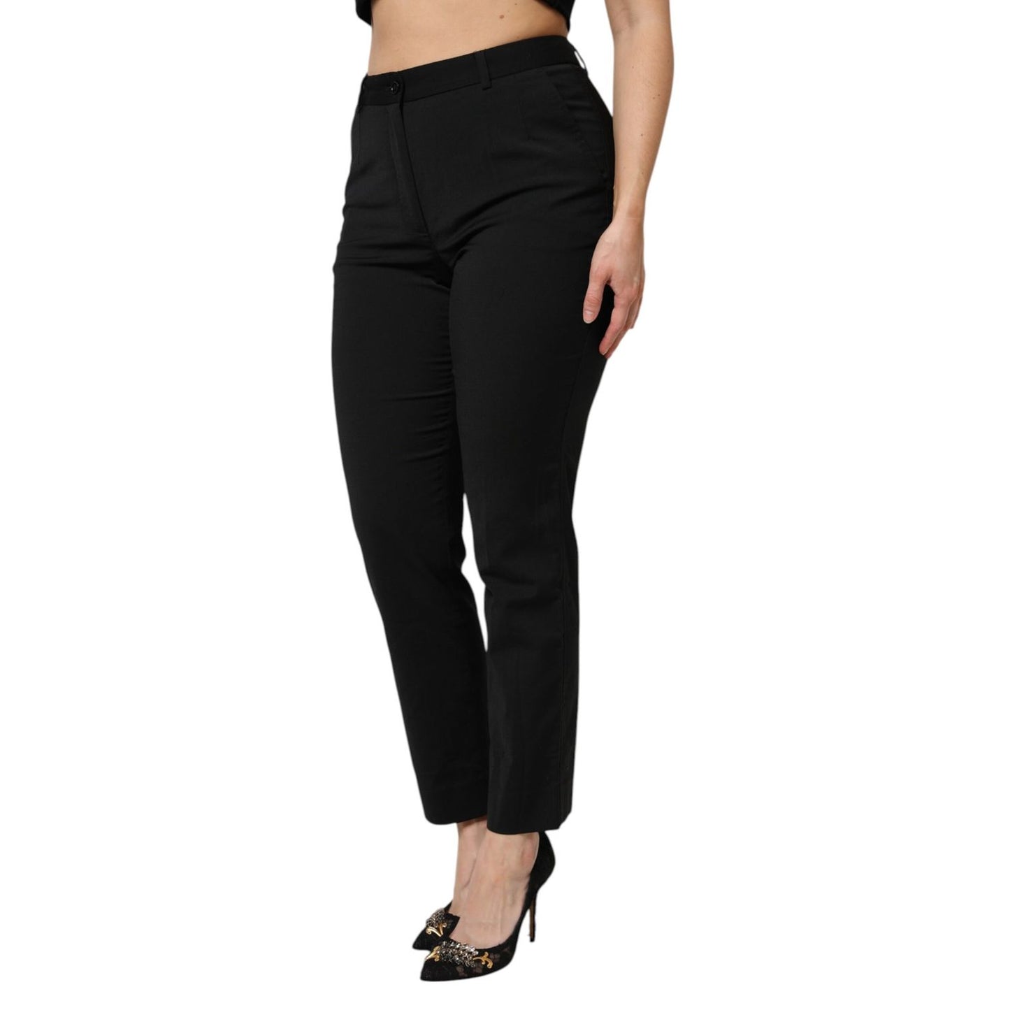 Dolce & Gabbana Black High Waisted Tapered STAFF Pants Dolce & Gabbana