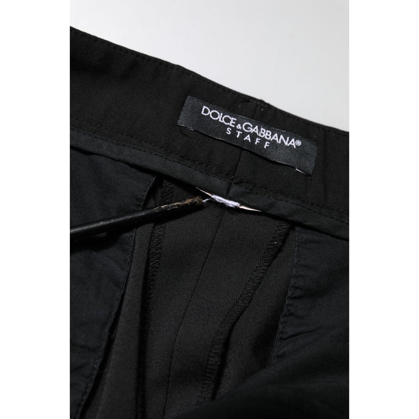 Dolce & Gabbana Black High Waisted Tapered STAFF Pants Dolce & Gabbana