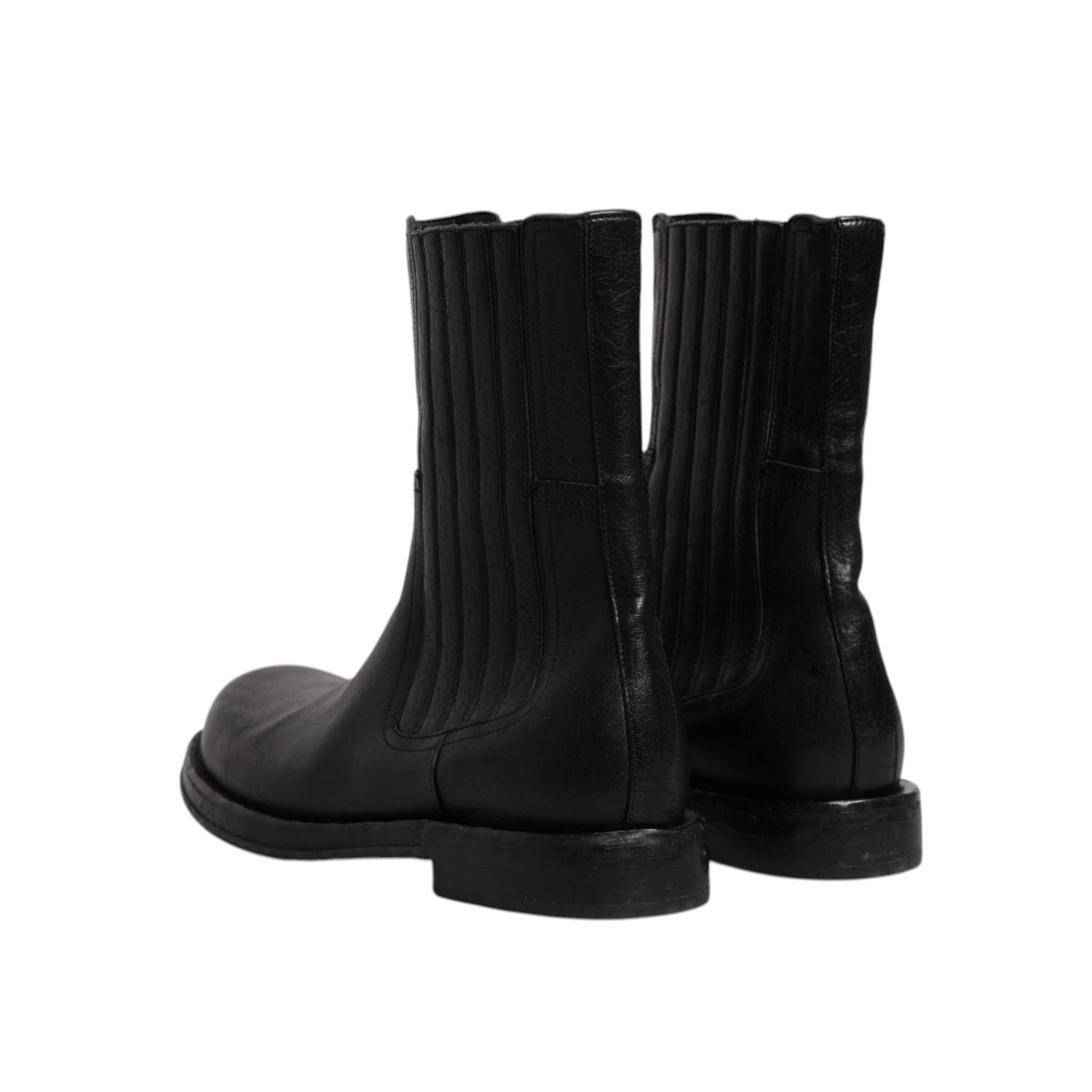 Dolce & Gabbana Black Horse Leather Mid Calf Boots Shoes