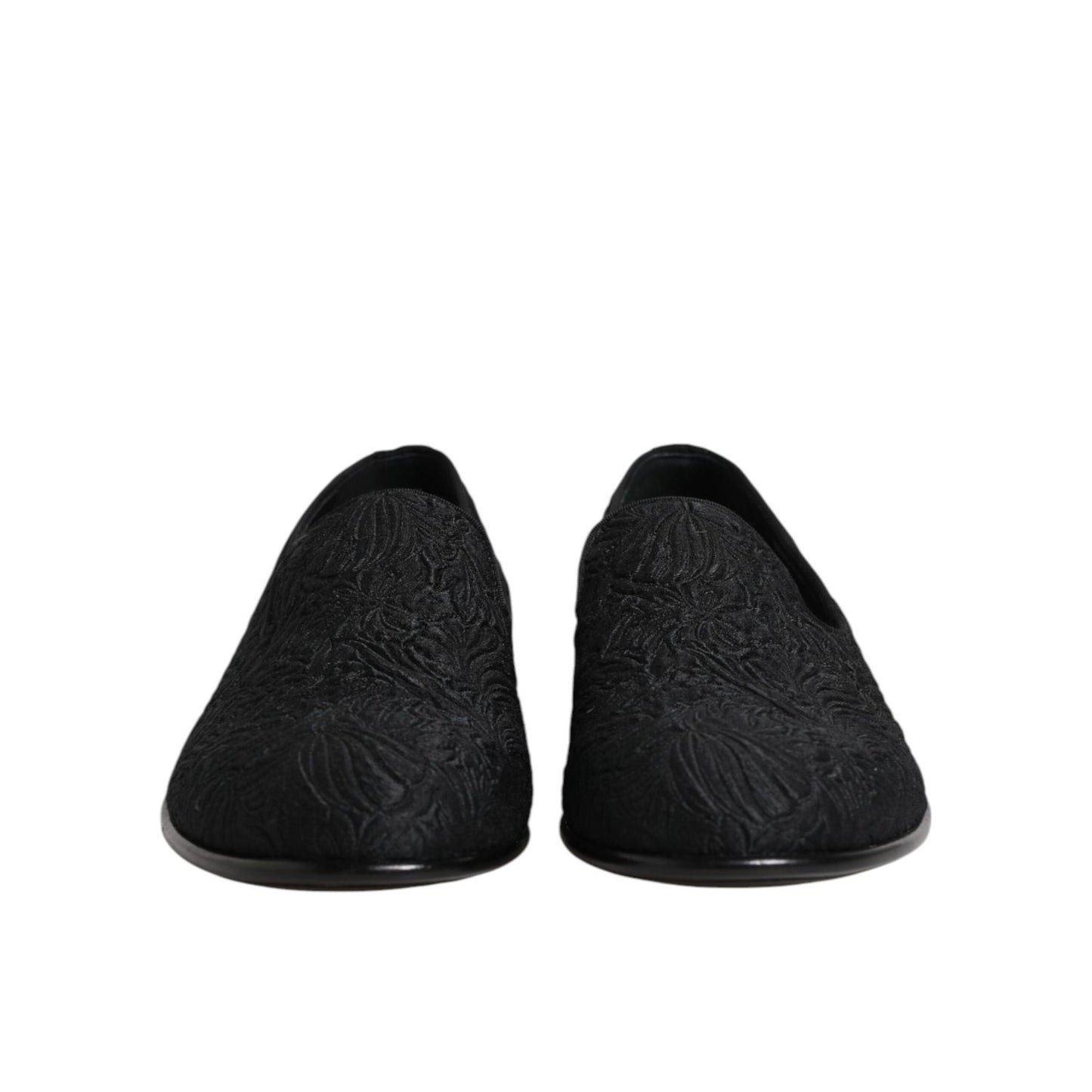 Dolce & Gabbana Black Jacquard Slip On Loafers Formal Shoes Dolce & Gabbana