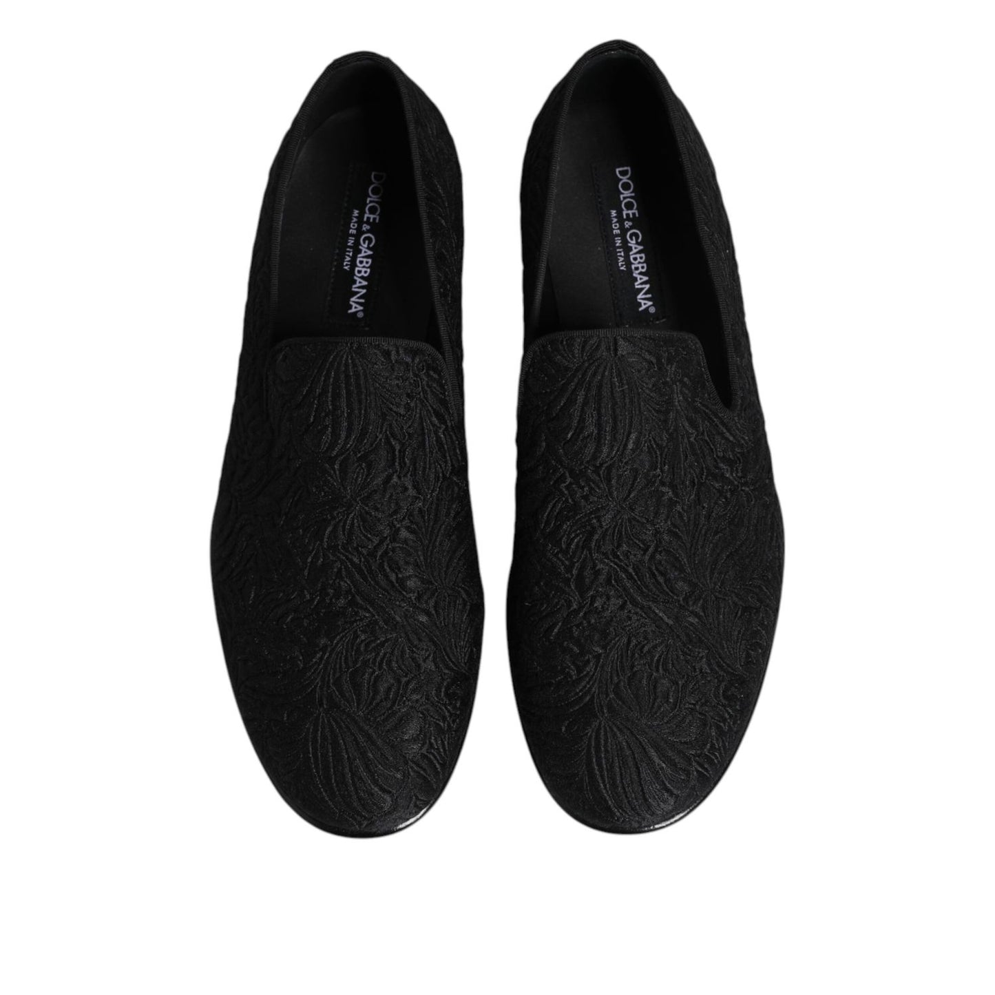 Dolce & Gabbana Black Jacquard Slip On Loafers Formal Shoes Dolce & Gabbana