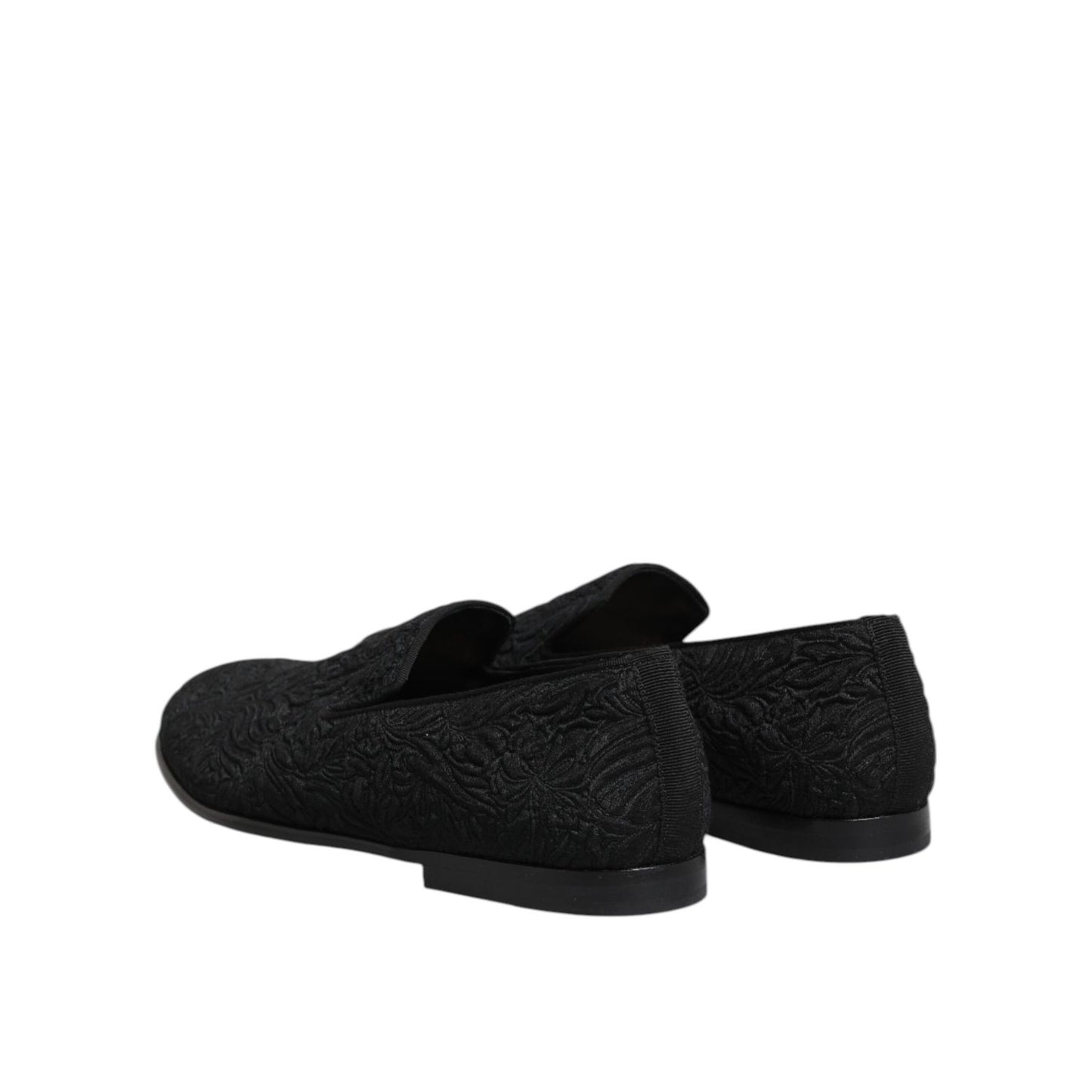 Dolce & Gabbana Black Jacquard Slip On Loafers Formal Shoes Dolce & Gabbana
