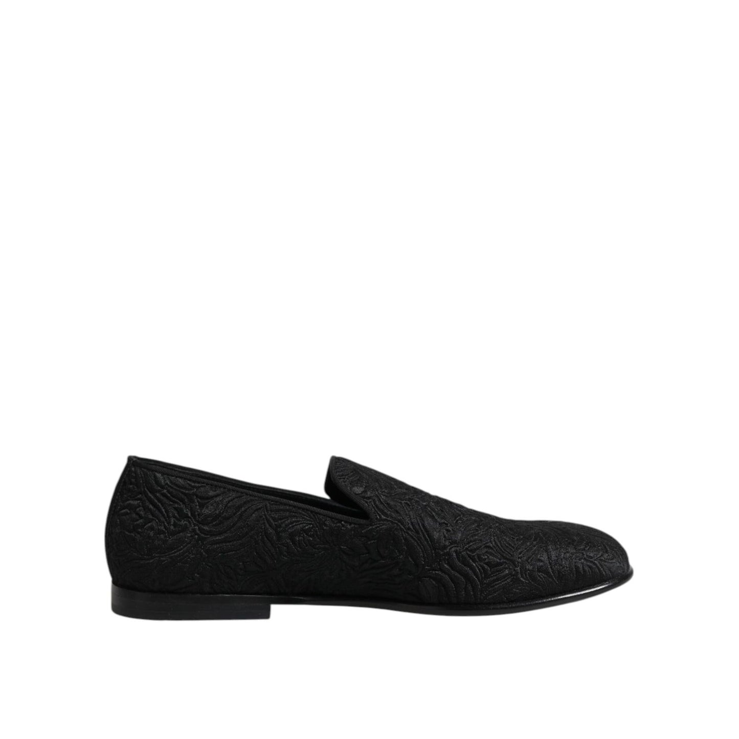Dolce & Gabbana Black Jacquard Slip On Loafers Formal Shoes Dolce & Gabbana