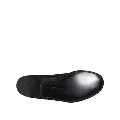 Dolce & Gabbana Black Jacquard Slip On Loafers Formal Shoes Dolce & Gabbana