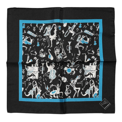 Dolce & Gabbana Black Jazz Club Silk Square Men Foulard Scarf