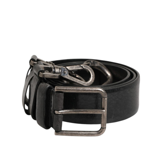 Dolce & Gabbana Black Key Ring Clip Attachments Buckle Belt